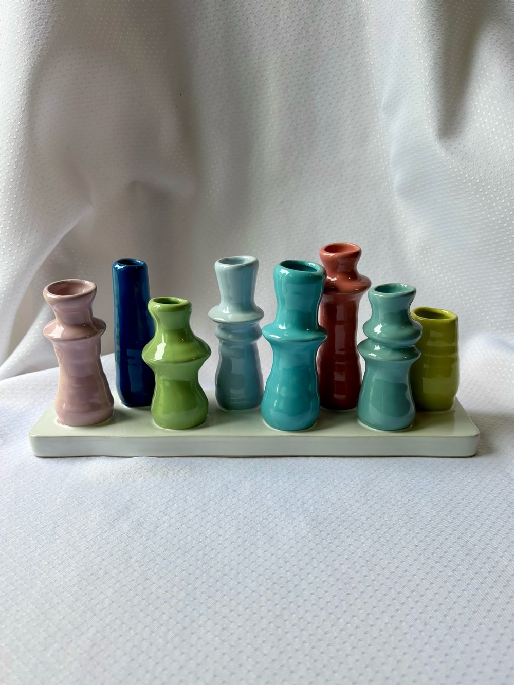 Multi-Colored Ceramic Bud Vase Set - Pastel Accent Collection